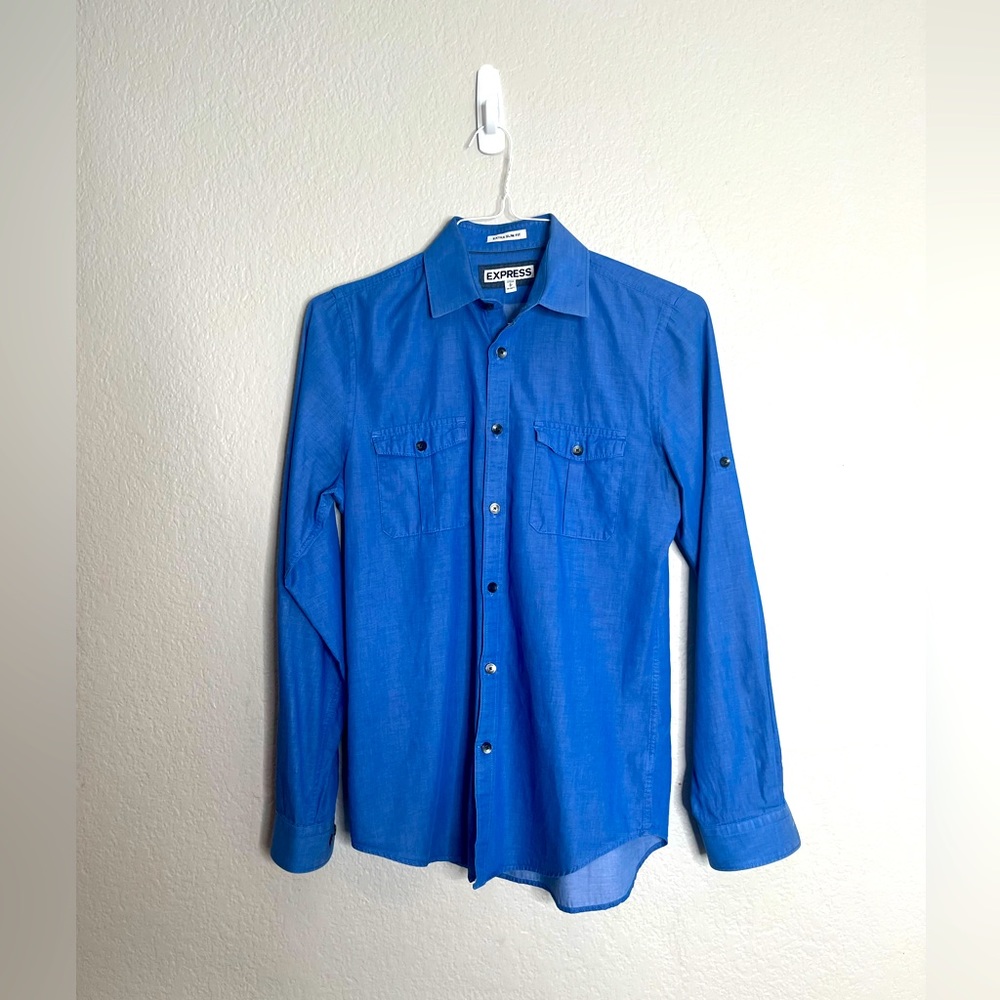 Express Men’s Blue Extra Slim Fit Shirt (Small)